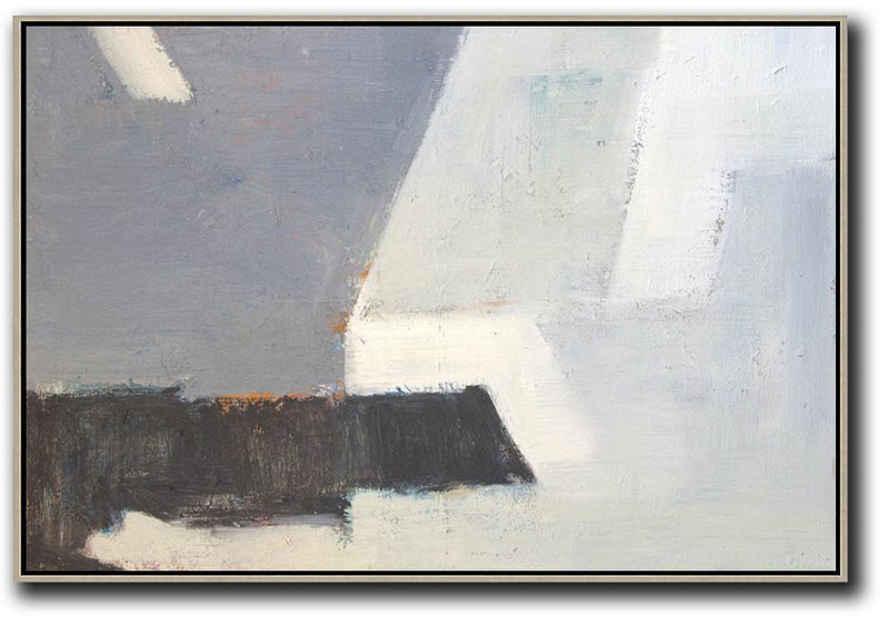 Large Abstract Painting On Canvas,Oversized Horizontal Contemporary Art,Large Oil Canvas Art,White,Grey,Blue.etc